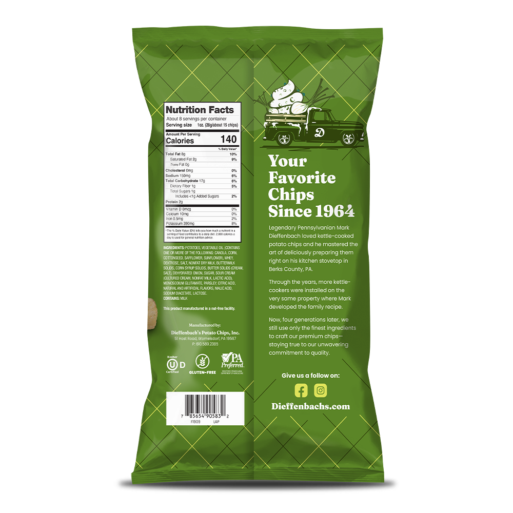Dieffenbach's Sour Cream & Onion Kettle Chips